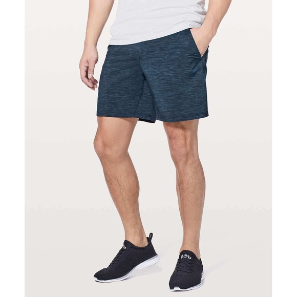 Lululemon Pace Breaker 7" Updated Heather Allover Iron Blue Navy Shorts M - Picture 1 of 9